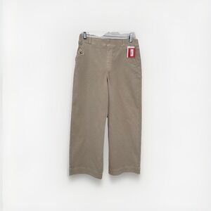 Spanx Womens Pants Stretch Twill Cropped Wide Leg Beige Bone Size L NEW